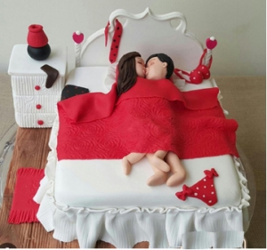 Miami-Beach-Bachelor-Exotic-Valentine-Couple-In-Room-Cake