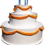 White-satan-yellow-shiffon-draped-over-popout-cake-#26